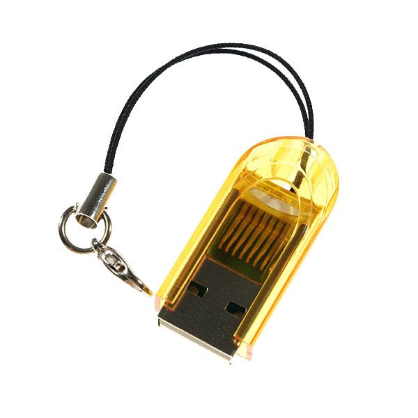 USB Leitor e Adaptador de cartão com tampa Micro SD(Amarelo
